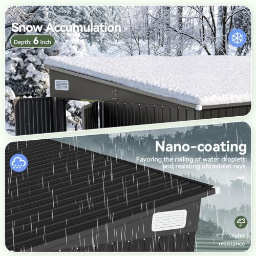 7.5'x4' Outdoor Shed with 3-Lockable Door Black
