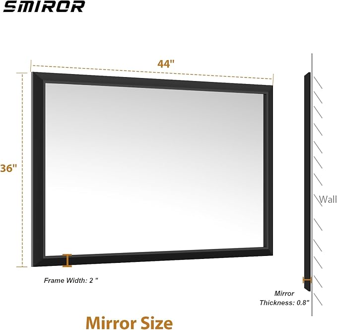 SMIROR Matte Black Bathroom Mirror