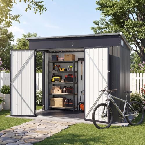 Aoxun 7.5'x4' Outdoor Storage Shed with 3 Lockable Doors & 14mm PP Floor