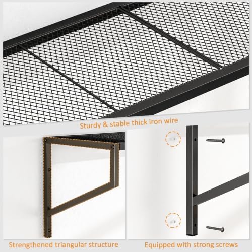 ThreeHio 3 Pack Garage Wall Shelving, Heavy Duty Garage Shelves Wall Mount, Hanging Storage Rack Wire Shelving for Garage Organization Tool Organizer, Floating Shelves for Laundry Living Room Study