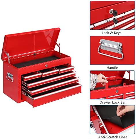 TUFFIOM 8-Drawer Rolling Tool Chest, Tool Storage Cabinet w/Lockable Wheels, Detachable Top, Drawers & Side Hooks, Mechanic Tool Organizer Box for Garage Warehouse Repair Shop
