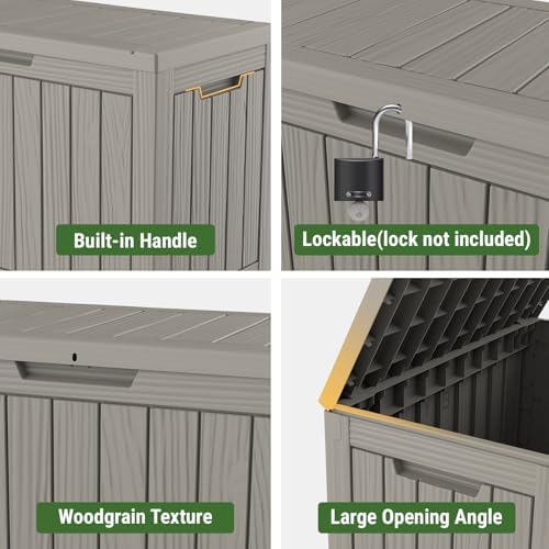 Mars Villa 45 Gallon Deck Box, Outdoor Storage Box, Outside Bin, Grey