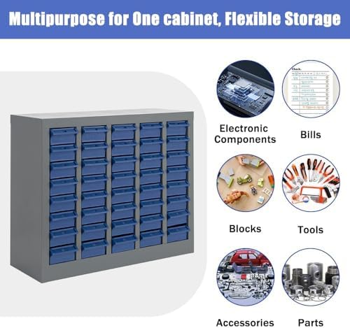 Yeeoy 40 Drawers Parts Cabinet, Nut and Bolt Storage Organizer, Grey