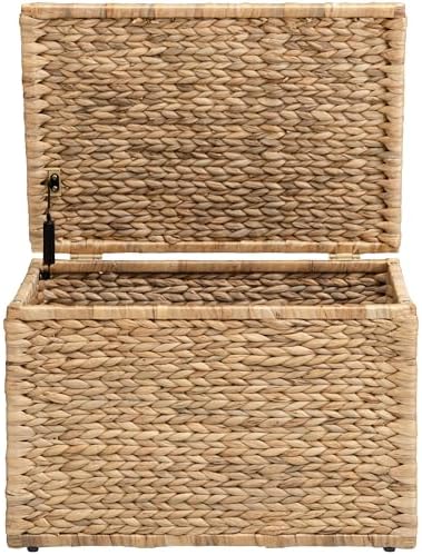 eHemco Storage Trunk with Metal Frame, Natural, 23.3 by 16.5 by 15.2 Inches