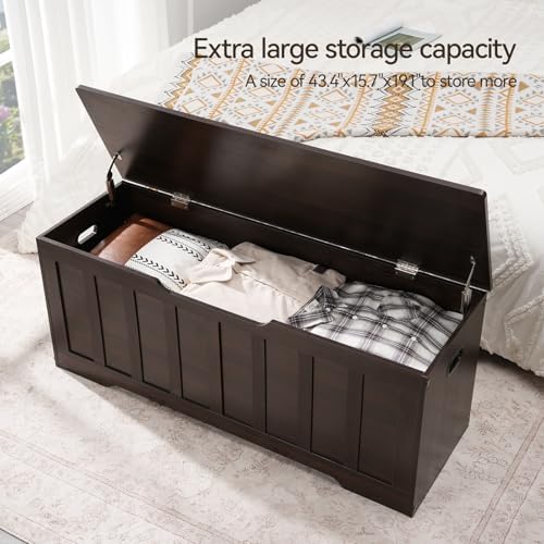 VANKILEY 47.2" Storage Chest Extra Large,Wooden Storage Trunk(Espresso)