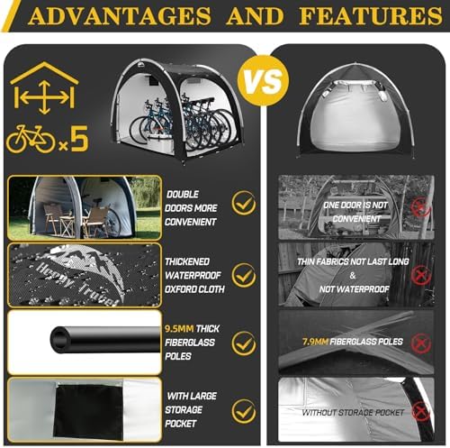 Happy Travel Bike Storage Shed Tent, Outdoor Portable Bicycle Storage Sheds