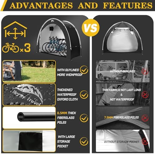 Happy Travel Bike Storage Shed Tent, Outdoor Portable Bicycle Storage Sheds