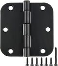108 Pack Rounded Matte Black Door Hinges 3.5 Inch 5/8" Radius