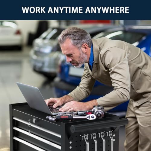 7-Drawer Metal Rolling Tool Chest with Wheels,Tool Storage Cabinet with Locking System,Toolbox with Wheels for Garage,Warehouse,Workshop (Black,7-Drawer)