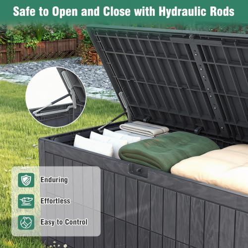 Tangkula 180 Gallon Outdoor Storage Box with Lockable Lid
