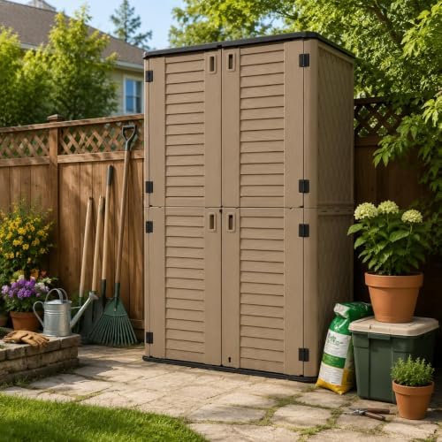 ADDOK 66 Cu.Ft Outdoor Storage Shed,Resin Storage Cabinet with Floor