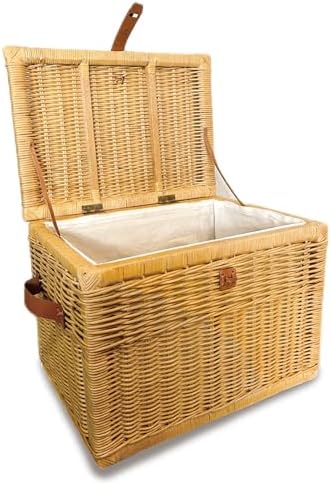 The Basket Lady Deep Wicker Storage Trunk, XL, Sandstone