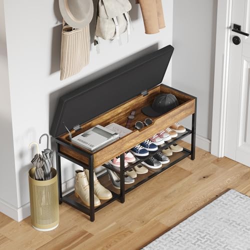 Mondeer 37.8'' Shoe Rack Bench with Upholstered Cushion