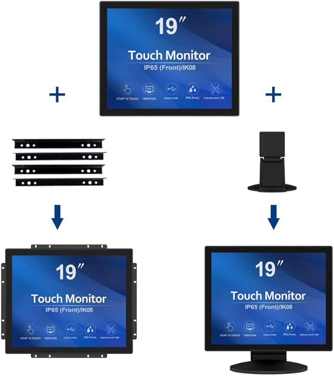 GreenTouch 19 inch Ultra Slim Touch Open Frame Monitor, HDMI/VGA/DVI Interface