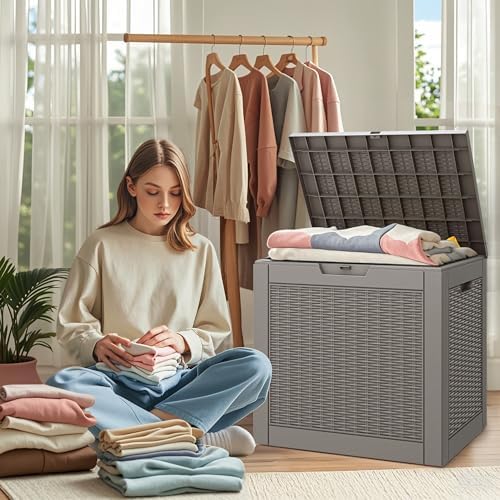 Outdoor Storage Box Waterproof, 35 Gallon Deck Box for Patio Storage