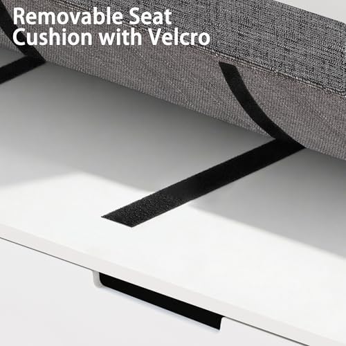 L Shape Corner Bench with Storage, Breakfast Nook Bench, Flip-Top Shoe Storage Benches with Cushion for Entryway, Hallway, Living Room, White & Grey