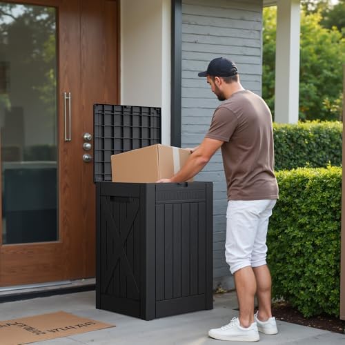 Greesum 52 Gallon Large Outdoor Package Delivery Box, Black