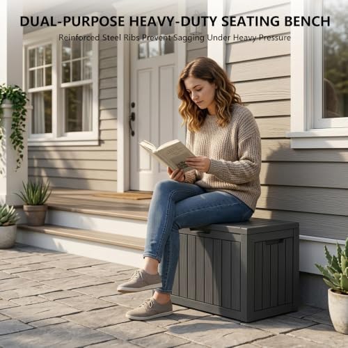 Outdoor Storage Box, 50 Gallon Waterproof Deck Box [Upgraded 3.0]