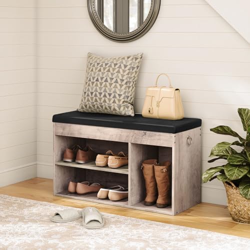 HOOBRO Shoe Storage Bench with Cushion, 32.3" Entryway Bench