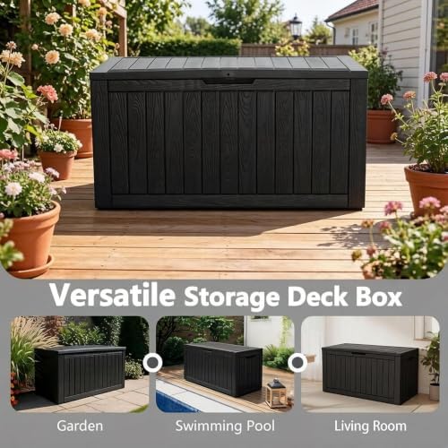 KAMABOKO 100 Gallon Outdoor Storage Box Waterproof Deck Box for Patio