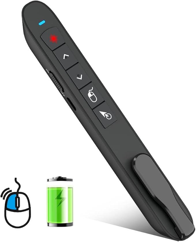 DINOSTRIKE Air Mouse Green Light USB Rechargeable Presentation Clicker Wireless