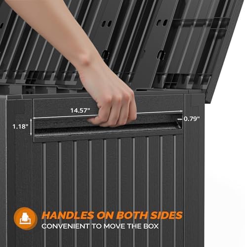 VINGLI 90 Gallon Lockable Durable Outdoor Storage Box, Black