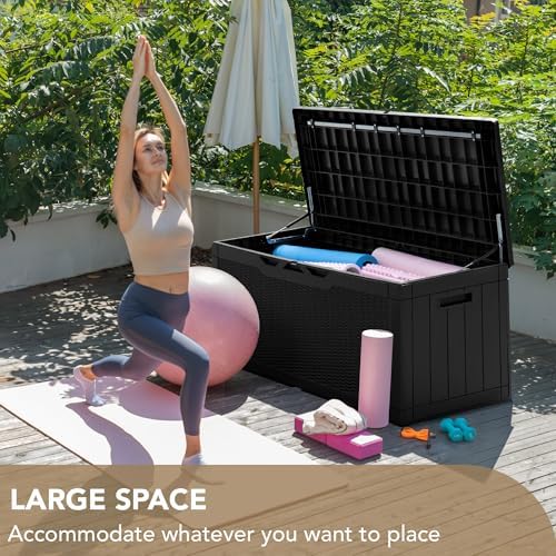 Devoko 100 Gallon Deck Box Waterproof Outdoor Storage Box with Cushion