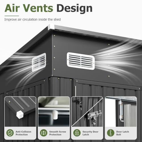 Aoxun 12'x7.5' Outdoor Storage Shed with 3 Lockable Doors & 14mm PP Floor