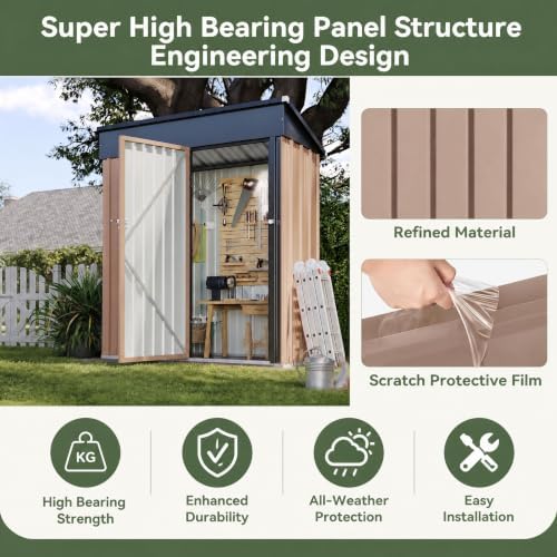 Aoxun 5x3 FT Shed Outdoor Waterproof Storage Shed
