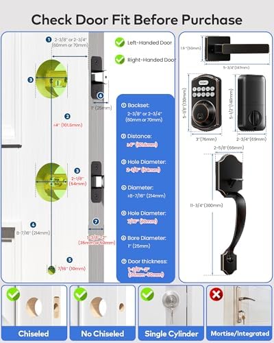 TEEHO TK001H Keyless Entry Door Lock Set for Front Door, Oil-Rubbed Bronze