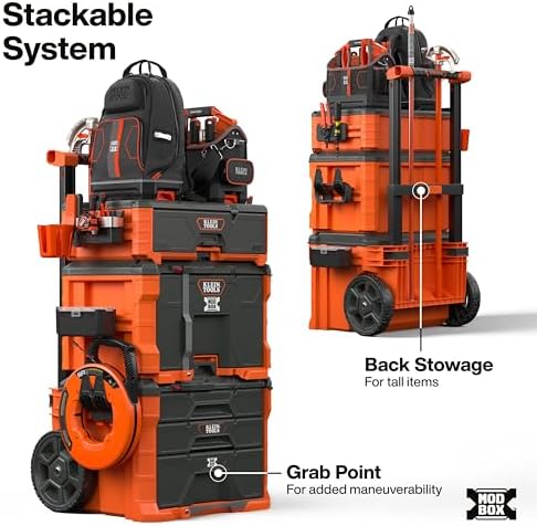 Klein Tools 54890MB MODbox Three Drawer Rolling Toolbox, Tool Storage, Ball Bearing Drawer Slides, Dividers Included