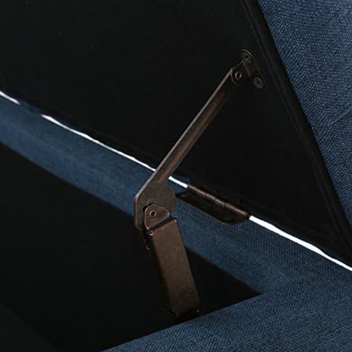 Fabric Storage Ottoman Bench, 51" Navy Blue Storage Bench End of Bed, Entryway Bedroom Benchs with Safety Hinges, Button Tufted Ottoman with Storage for Living Room, Entryway and Hallway
