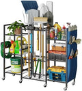 keomaisyto 3-Sided Garden Tool Organizer with Wheels, Garage Storage Rack