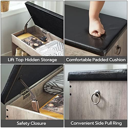 HOOBRO Shoe Storage Bench with Cushion, 32.3" Entryway Bench