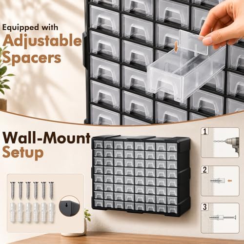 64-Drawer Organizer Craft Organizers and Storage with Dividers Labels