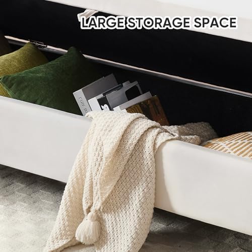 48" End of Bed Bench, Modern Storage Bench for Bedroom Beige