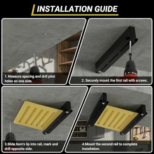 5-Pack Overhead Garage Storage Rack, Ceiling Mounted Tote Storage Rails