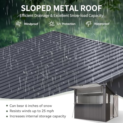 Aoxun 8x7 FT Outdoor Bar Shed with Canopy Black