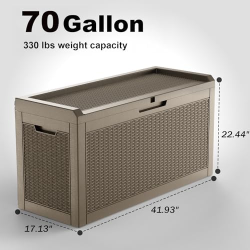 70Gal Outdoor Storage Box Waterproof Lockable Deck Box