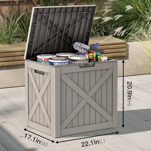 Mars Villa 31 Gallon Deck Box, Outside Bin, Outdoor Storage Box, Grey