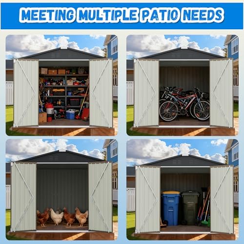 Greesum 8x8FT Outdoor Storage Shed, Brown