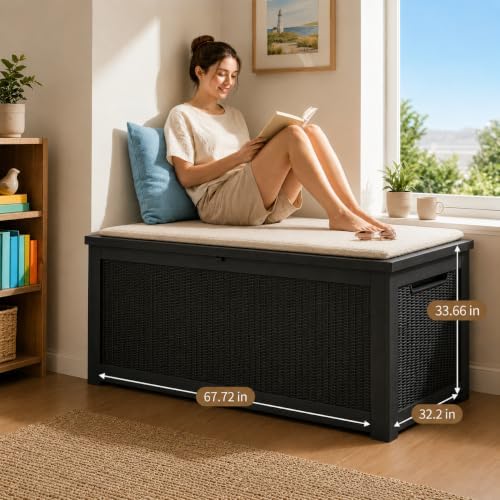 350 Gallon Extra Large Outdoor Storage Box, Reinforced Heavy-Duty Deck Box