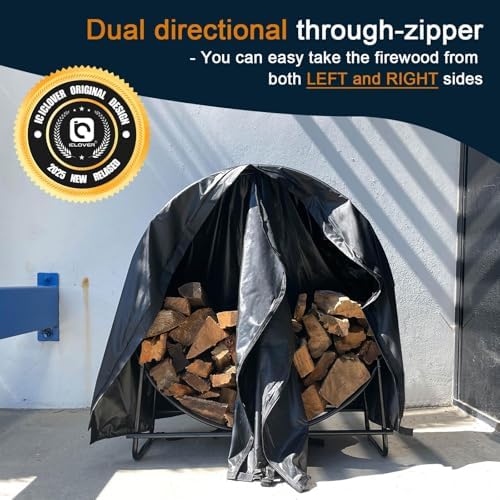 IC ICLOVER 48 Inch Firewood Log Hoop Cover, Waterproof Round Log Rack Cover