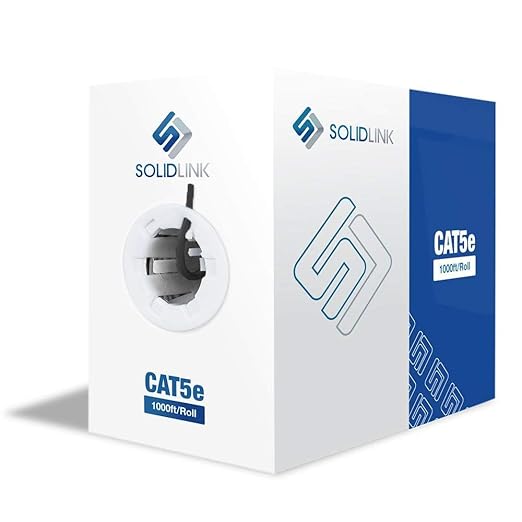 SolidLink CAT5e Ethernet Cable 1000ft – 24AWG Solid CCA UTP Unshielded CAT 5e