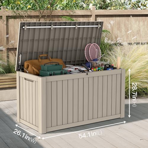 Mars Villa Deck Box, Outdoor Storage Box Waterproof, 150 Gallon, Grey