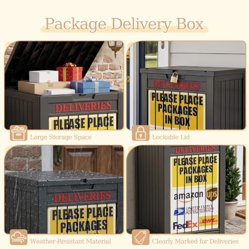 Package Delivery Boxes for Outside, 90 Gallon Outdoor Storage Box