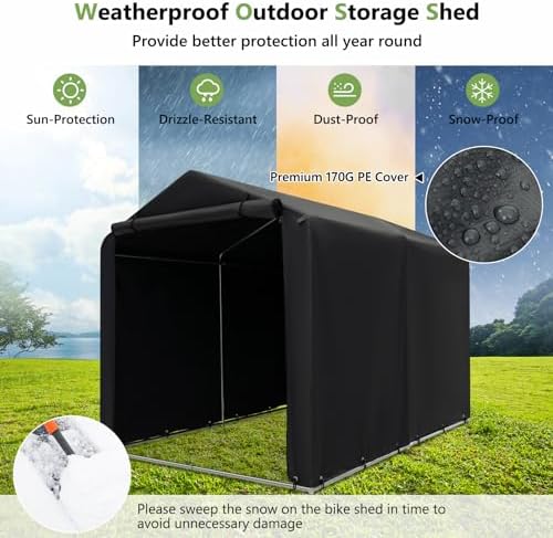 Goplus Portable Storage Shed, 7 x 5.2 x 5.4 Ft Heavy Duty Motorcycle Shed