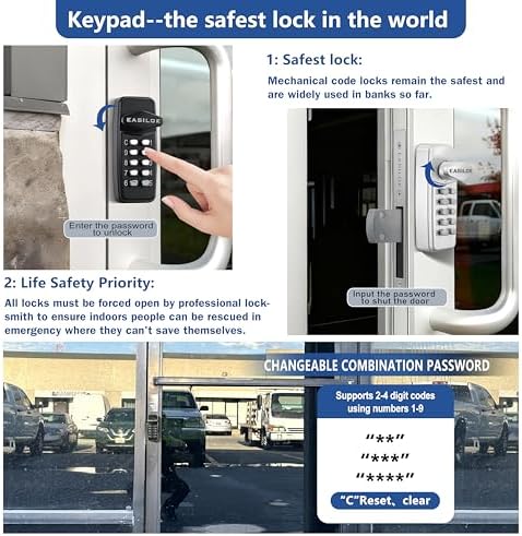 Keyless Keypad Storefront Door Lock Mechanical Commercial Lock
