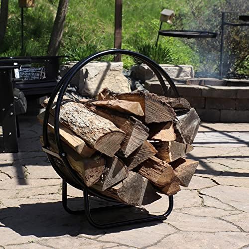 Sunnydaze Outdoor Firewood Rack, Heavy-Duty Steel, 24” Diameter