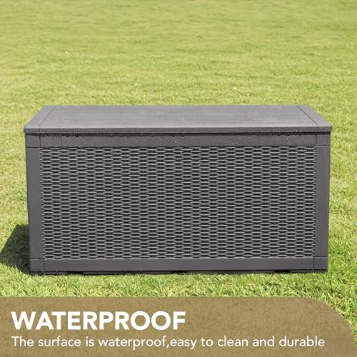Devoko 100 Gallon Waterproof Deck Box, Resin Large Outdoor Storage Box